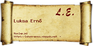 Luksa Ernő névjegykártya